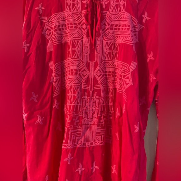 Johnny Was Embroidered Magenta Pink Tunic Shirt Size Medium - Picture 3 of 10